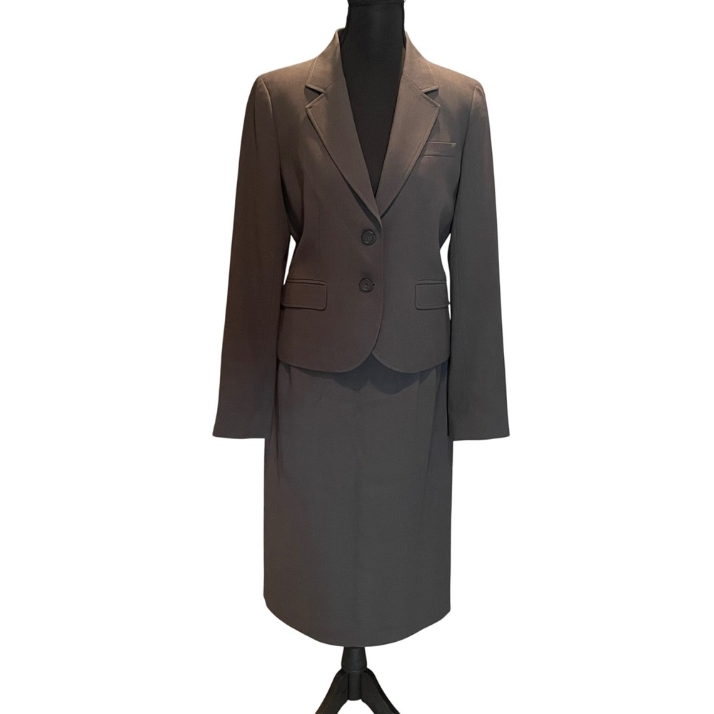 J.Crew 8 Wool Skirt Suit Set Gray Blazer Pencil Skirt Made Japan Dark Academia